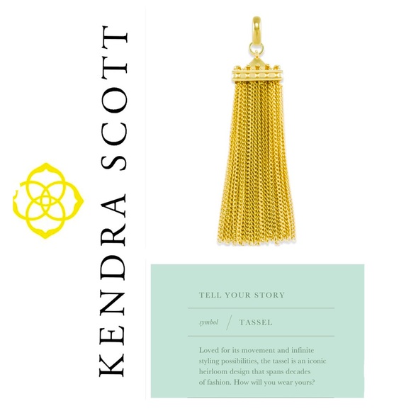 🐘🐘💓 Square Tassel Charm in Gold - Picture 1 of 3